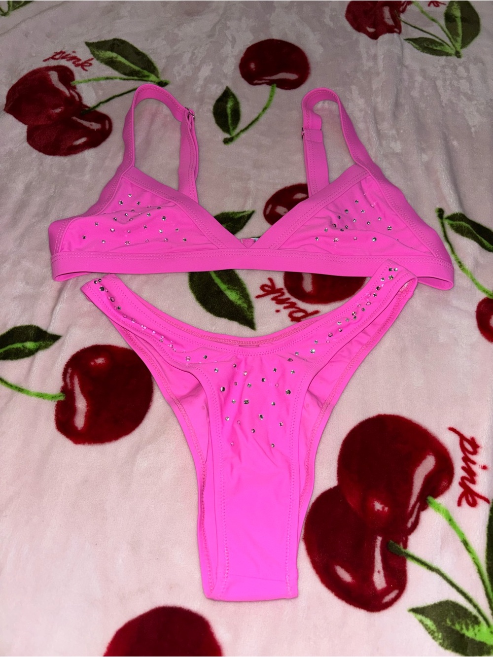 hot pink rhinestone bikini